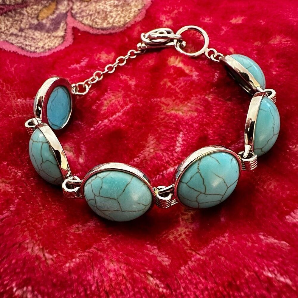 Blue  circle silver bracelet